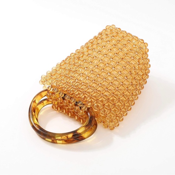 Honey Colored Beaded Acrylic Handmade Handbag - Picture 9 of 10